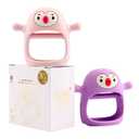 Smily Mia 2pack Penguin Teether for Babies 0-6Month, Infant Teething Toys, Pacifiers for Breastfed Babies, Silicone Teething Mittens for 3-6Months, Perfect Shower Gift+Baby Registry, Pink&Purple