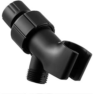 OFFO Shower Head Holder for Handheld Shower Head, Adjustable Shower Arm Mount for Connecting Shower Arm and Shower Hose, 1/2 Inch IPS Female Inlet and Male Outlet, Matte Black Finish