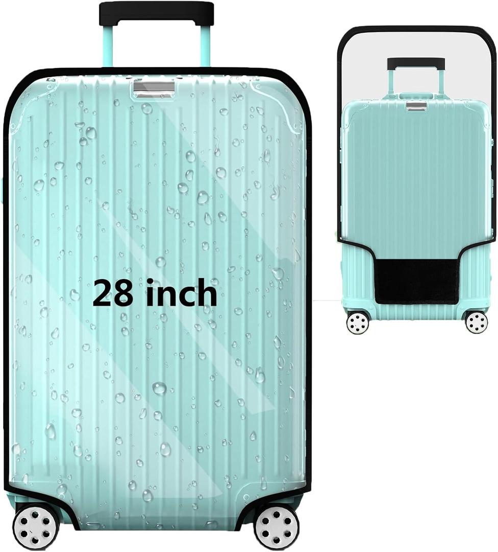 Suitcase Covers For Luggage, 28 Inch Clear PVC Luggage Covers Protector Full Thicken Transparent Waterproof Suitcase Sleeve With Large Velcro for 28" Wheeled Suitcases