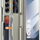 Vizvera for Samsung Galaxy Z Fold 6 Case RFID Wallet with Cards Holder [S Pen Holder] [Camera Cover] Shockproof Silicone Protective Phone Case for Z Fold 6 2024-Natural Titanium