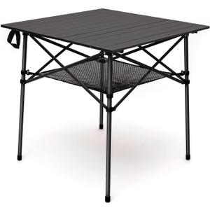 SUNNYFEEL Aluminum Folding Table for Camping, Lightweight Roll Up Top, Portable Camp Tables with Carry Bag for Outdoor Picnic (Square, Brown), 27.5 X 27.5 in