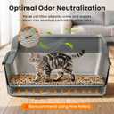 Stainless Steel Sifting Litter Box with Lid,Extra Large Metal Sifting Cat Litter Box for Pine Pellets,High Sides Sifter Litter Pan System for Kittens,Odor Control,Sifting Box Liners and Scoop
