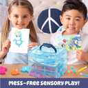 Bluey Stackable Sensory Case, Reusable Sensory Bin with Stickers, Sensory Play Sand Bags, Coloring Activities, Toddler Activities, Sensory Toys, Sensory Toys for Toddlers 1-3
