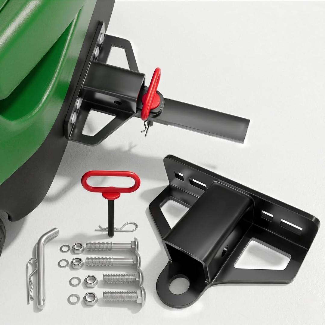 Zero Turn Lawn Mower Hitch with 1-1/4" Receiver, 6mm Thicker Heavy Duty Steel Bolt On Trailer Hitch with Chain Slot & Hitch Pin & Clip, Universal Fit for Tractor, ATV, Trailer