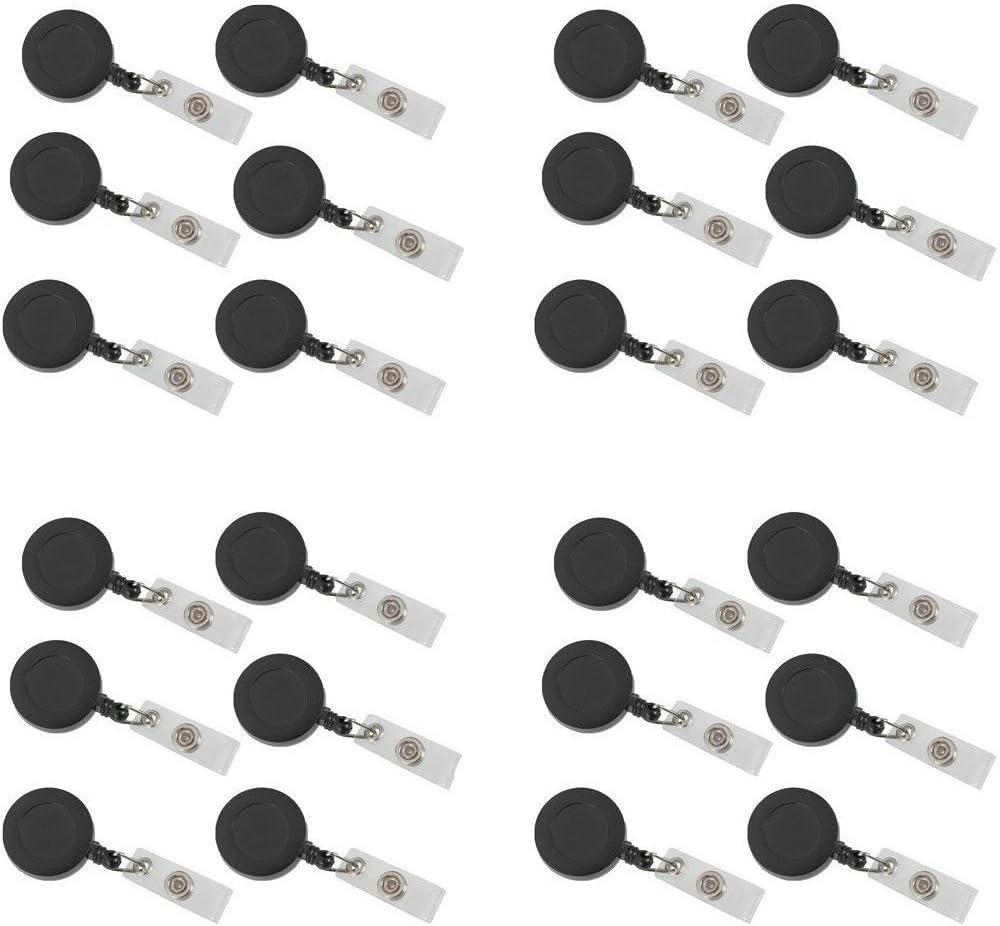 B&S FEEL 100 Pcs Black ID Badge Holder Reel Retractable Key Clip