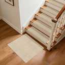 PURE ERA 30x30 Inch Area Rug Carpet Stair Landing Mat Non Slip Light Beige