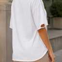 SOFIA'S CHOICE Women Distressed Short Sleeve T Shirts Loose Fit Casual Summer Ripped Tee Top White Small (White, S)