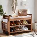 PETKABOO 2 Tier Shoe Bench, Bamboo Shoe Rack Bench, Shoe Storage Bench Organizer for Entryway Hallway Living Room, 31.5 in