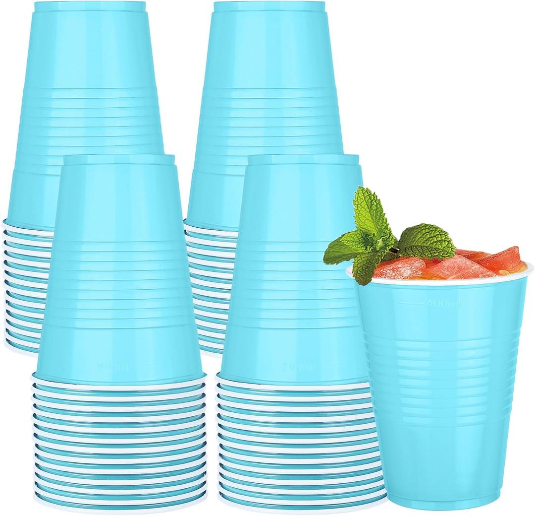 Kochorie 50 Pack 16 Ounce Disposable Plastic Cups Light Blue Plastic Party Cups Heavy Duty Drinking Cup Bulk for Baby Shower Birthday Wedding Party Festival Supplies