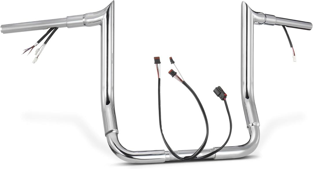 1.5" Fat 12" Rise Pre-wired Ape Hangers for Harley 2014-2015 Street Glide/Electra Glide/Ultra Limited and 2013 CVO Street Glide/CVO Electra Glide/CVO Ultra Limited, Chrome