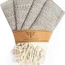 SMYRNA TURKISH COTTON Vintage Series Kitchen Dish Towels Pack of 4, Machine Washable Wash Cloths, Ultra Soft, Absorbent, Prewashed and Quick Dry Turkish Dish Towels, 15x26 Inch (Beige)