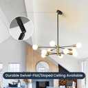Sputnik Chandeliers Modern Black and Gold Chandeliers 10-Light Mid Century Farmhouse Chandelier Ceiling Light Fixture Height Adustable Pendant Light for Kitchen Island Living Room Dining Room, Matt Black and Gold, 10 Light