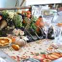 Fall Pumpkins Placemats Set of 4 Thanksgiving Orange Blue Green Leaves Linen Texture Washable Place Mats Non-Slip Heat Insulation Cotton Blend Table Mats for Kitchen Dining Party Decoration, 13"x19" (Sandy Brown Pumpkin)