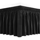 Biscaynebay Wrap Around Bed Skirts for Full & Full XL Beds 16" Drop, Black Adjustable Elastic Dust Ruffles Easy Fit Wrinkle & Fade Resistant Silky Luxurious Fabric Solid Machine Washable