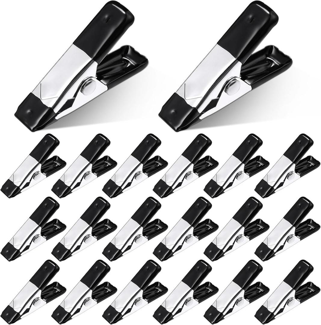 Honeydak 100 Pcs 2 Inch Mini Metal Spring Clamps Bulk 3/4 Inch Jaw Opening Rubber Tips Clips Small Spring Clips Heavy Duty Clamps for Crafts Garden Backdrop Photo Studio Photography Wood Working DIY (Black)