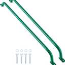 Lounsweer 2 Pcs Playground Accessories Metal Green Safety Handles Playhouse Ladder Handle Long Green Grab Handle Bars for Treehouse, Jungle Gym, Rock Climbing Wall, Playground (37 Inch)