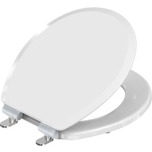 Pro Elite Heavy-Duty Wood Toilet Seat Round, White, Magnetic Quick-Release Easy-Clean and Change, HushMotion Soft Close, StainShield High-Gloss Finish, Arch-Tite Secure Fit