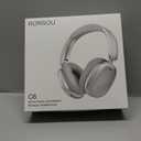 RORSOU C6 Active Noise Cancelling Headphones, Wireless Over Ear Bluetooth Headphones, 60H Playtime, Lightweight Folding Deep Bass Comfort Fit Ear Cups Headset with Mic for iPad/Travel/PC/Home Silver