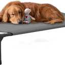 FIOCCO Elevated Dog Bed - Dog Cot with Chew Proof Mesh for Medium Dogs, Waterproof Washable Raised Pet Bed, Portable Pet Bed for Outdoor Use, Dogs Cot Beds, Grey