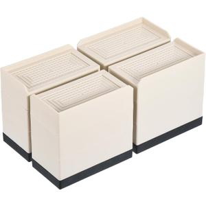 uxcell Furniture Risers 4.3 Inch, 4Pcs Rectangle Bed Risers Adjustable Couch Lifter for Extender for Bed Desk Sofa Table Lift Support Up to 1300Lbs, Beige