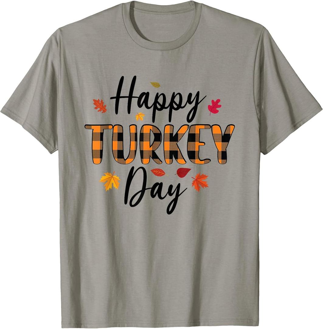 Thanksgiving Family Pajamas Matching Sets Happy Turkey Day T-Shirt, XL