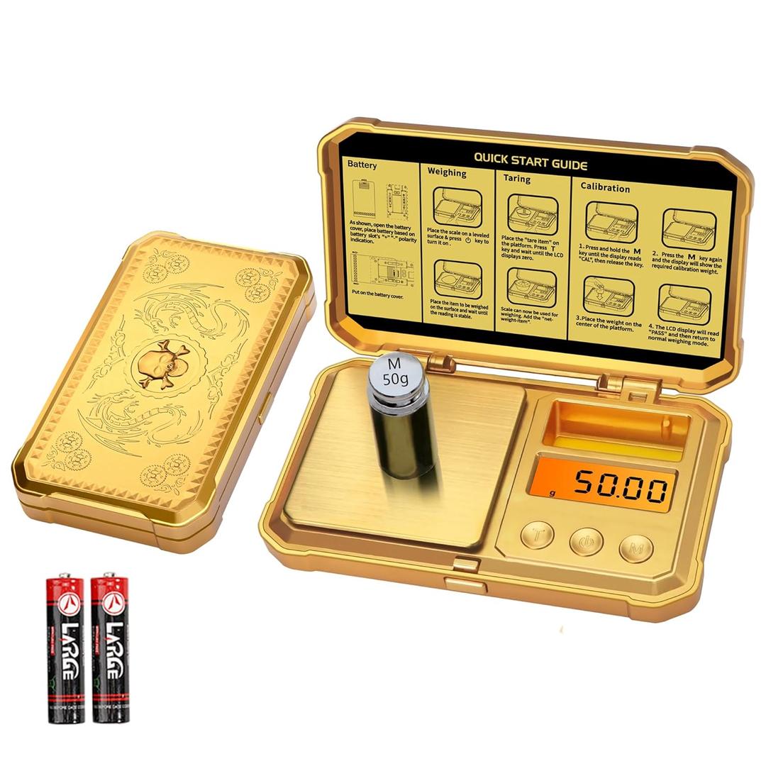 GRAM PRES Digital Pocket Gram Scale 300g x 0.01g Accuracy Small Mini High Precision Gold Scale Digital Weight Grams and Oz for Jewelry,DiamondArrows, Powders and Medicine,with 50g Cal Weights