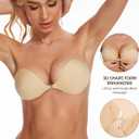 Wingslove Adhesive Bra Reusable Strapless Self Silicone Push-up Invisible Sticky Bras for Backless Dress (Light Nude Cover, A)
