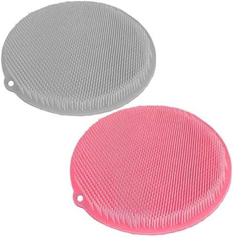 Shower Foot Scrubber Mat, Shower Foot and Back Scrubber with Wall Mount Suction Cups, Foot Scrubber for Use in Shower for Improve Skin Exfoliation (Pink) 4 Pack