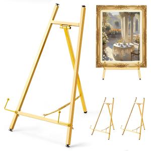 2 Pack Metal Easel Stand 16.5" H x 8.7" W x 4.3" D Table Top Easel Stand for Display Tripod Art Picture Mirror Modern Plate Holder for Display Photo, Book, Wedding Sign, Menu Board, Canvas