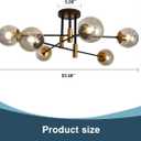 SZXYKEJI6-Lights Glass Globe Sputnik Chandelier Modern Flush Mount Ceiling Light Fixture Farmhouse Lighting for Dining Room Living Room Bedroom Kitchen Passageway(Balck and Gold)