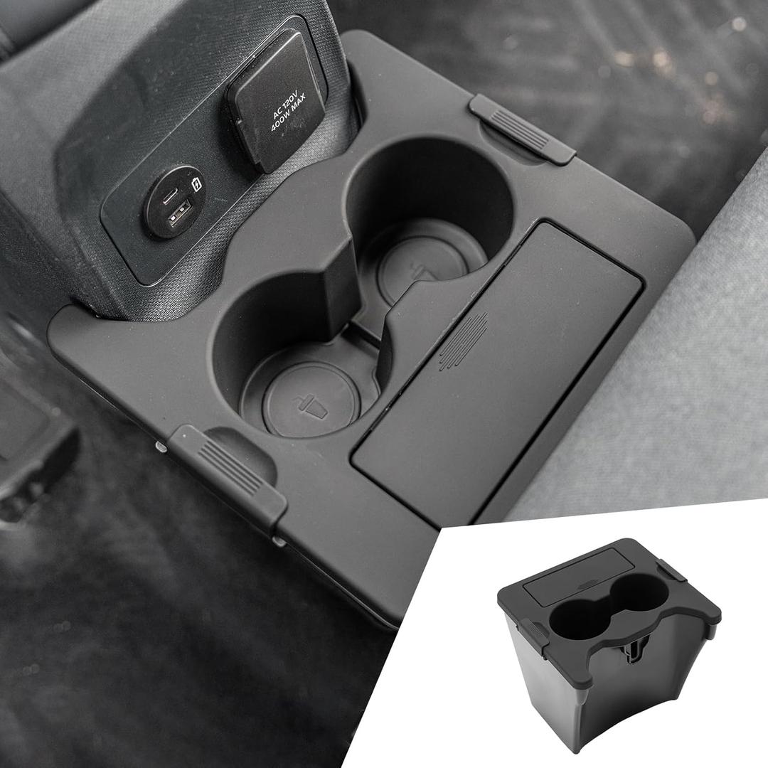 Trash Can Compatible with 2022-2025 Ford Maverick Multi-Function Trash Bin with Cup Holder Trash Bin Extra Rear Storage Box 2024 Maverick Accessories (Trash Can Upgraded)