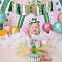St. Patricks Day First Birthday Highchair Banner Cake Topper Set - Green Gold Irish The Lucky One Photo Prop Backdrop,Lucky One 1st Birthday Decorations (Lucky 1 Set)