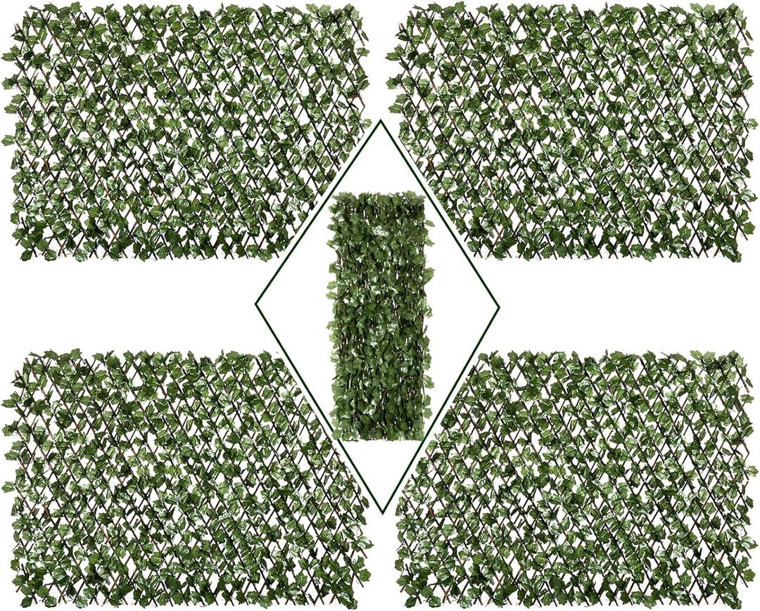 DOEWORKS Expandable Fence Privacy Screen for Balcony Patio Outdoor, Faux Ivy Fencing Panel for Backdrop Garden Backyard Home Decorations - 4PACK (16*45 Inch * 4 PC)
