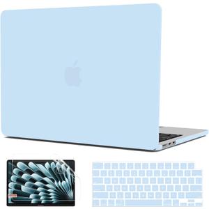 G JGOO Compatible with MacBook Air 13 inch Case 2026 2025-2022 M5 A3449 M4 A3240 M3 A3113 M2 A2681, Matte Plastic Hard Shell for MacBook Air 13.6 inch Case +Keyboard Cover+Screen Protector, Airy Blue