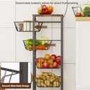 Fruit Vegetable Storage Cart for Kitchen, 5-Tier Vegetable Stand Rack with Pull-Out Fruit Baskets, Rolling Snack Cart with Wood Top & Banana Holder for Pantry, Living Room, Bathroom, Black