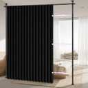 AJAZZ Room Divider Curtain (Black, W100 x L84 in, 1 Panel)+ Tension Curtain Rod No Drilling (H) 43-120(W) 35-100 in, for Privacy/Soundproof Curtains, Heavy Duty Wall Separator
