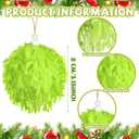 6 Pcs Furry Christmas Ball Ornaments 3.15 Inch Fuzzy Curly Ornaments Christmas Tree Hanging Decorations Soft Pom Pom Ball Xmas Ornament Pendants for Party Supplies(Green)