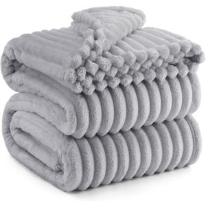 Bedsure King Size Blanket for Bed - GentleSoft Cozy Soft Blankets for Women, Cute Large Fleece Throws for Girls, Light Grey, 108x90 Inches (King (108" x 90"))