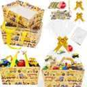 10 Pack Construction Birthday Party Supplies Basket for Gifts Empty,Construction Theme Sturdy Diy Bulk Gift Basket Kraft Market Tray Cardboard Basket Decorations Favors With Handles, Gift Baskets Kit Supplies Wrap To Fill For Birthdays Christmas Weddings Anniversaries