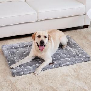 WESTERN HOME Dog Bed for Crate, High Resilience Foam Dog Crate Mat Kennel Pad with Soft Wavy Plush Comfortable Anti-Slip Washable Bed for Large Medium Small Dogs & Cats (30.0"L x 18.0"W x 1.2"Th, Star Grey)