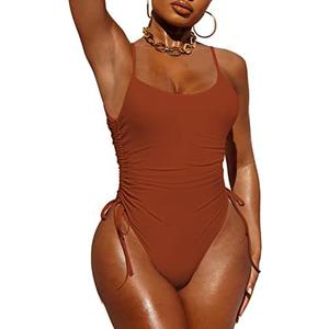 Pink Queen Womens One Piece Swimsuit Ruched High Cut Tummy Control Bathing Suit, Size: M