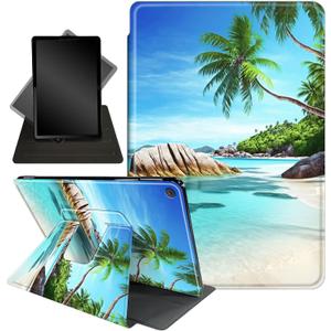 for Amazon Fire HD 10 Tablet (2017 and 2019 Releases,with 7th and 9th Generations) Case,360 Degree Rotating Stand Smart Protective Cover Case,for New Fire HD 10 10.1 inch,Beach Palm Trees