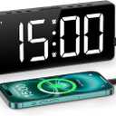 KeeKit 7 Inch Digital Alarm Clock with Bluetooth Sync Time, Auto-sync Time, Adjustable Brightness Clock with 3 Volume Levels, Power Saving Mode, Night Mode, Desk Clock for Home - Black