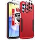LeYi for Samsung-A15-5G-Case: Samsung A15 Case with [2PCS Screen Protector + Camera Lens Protector], Full-Body Heavy Duty Double Layer Shockproof Cellphone Samsung 15A Phone Case, Red