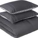Eddie Bauer - Queen Comforter Set, Reversible Cotton Bedding with Matching Shams, Pre-Washed for Added Softness (Kingston Charcoal, Queen)
