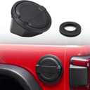 FieryRed Aluminum Gas Cap Cover Fuel Filler Door Locking Gas Tank Cap Cover Compatible with Wrangler 2018-2024 JL/JLU & Unlimited, Black