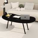 Foldable Coffee Table,Mid Century Modern Coffee Table Living Room Tables,Oval Center Table,Small Folding Coffee Tables Portable Table for Small Spaces,Living Room,Bedroom,Home,Easy Assembly,Black, 39.37" X 19.68" X 16.53"