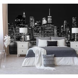 Black City Night Wallpaper Peel and Stick for Living Room 157"x108" | New York Scene Self Adhesive Wall Mural Bedroom