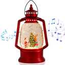 VCUTEKA Christmas Snow Globe Lantern, Santa Claus with Gift in Musical Lantern Christmas Snow Globe with USB or Battery Operated Lighted LED Water Glittering Music Playing for Christmas Home Decor