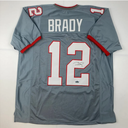 Facsimile Autographed Tom Brady Tampa Bay Pewter Grey Reprint Laser Auto Football Jersey Size Men's XL